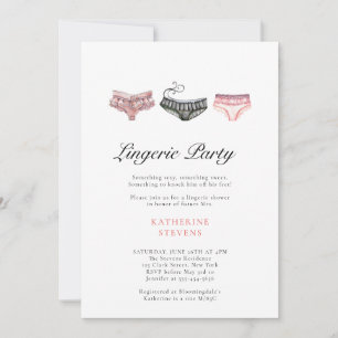 Invitation Fête de lingerie rose et noir, élégante douche de