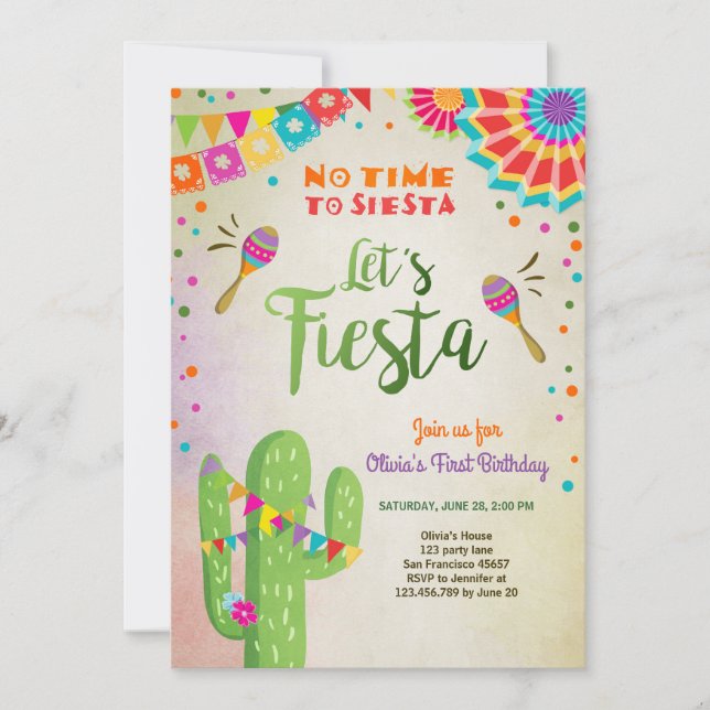 Invitation Fête de l'Intérêt mexicain Cactus (Devant)