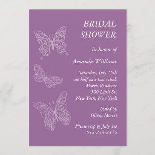 Invitation Fête de l'mariée à papillons de Filigree (violet)