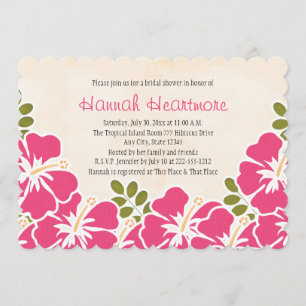 Invitation Fête de l'mariée à thème Fuchsia Hibiscus Hawaiian