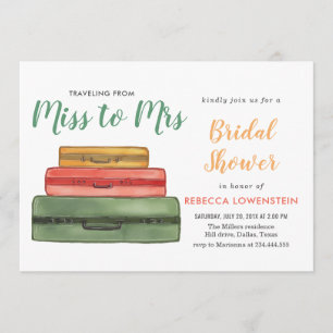 Invitation Fête de l'mariée À Thème Miss À Mme Travel  Valise