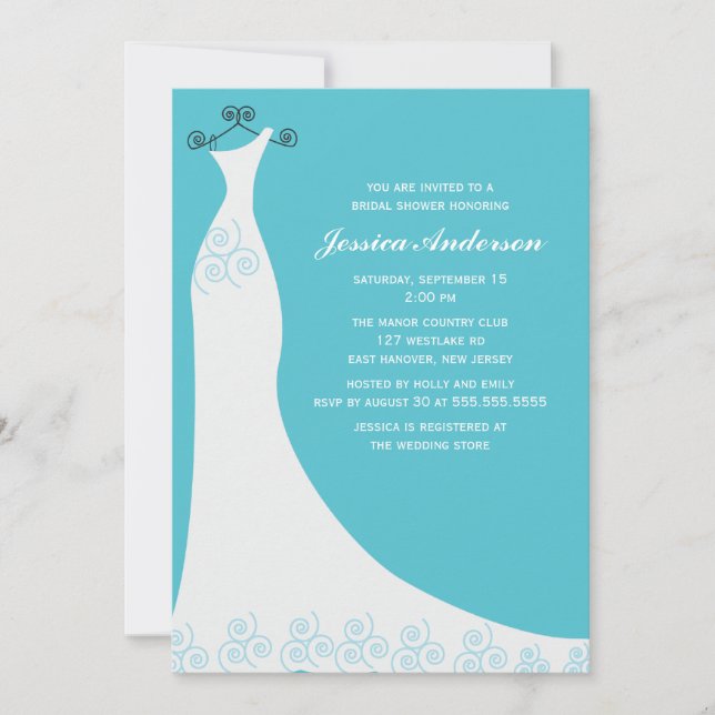 Invitation Fête de l'mariée Aqua Mariage Gown (Devant)