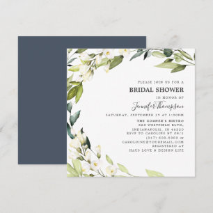 Invitation Fête de l'mariée aux fleurs blanches des Eucalyptu