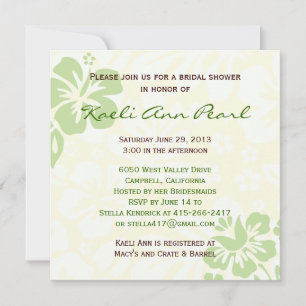 Invitation Fête de l'mariée aux fleurs de plage - Vert