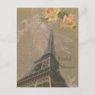 Invitation Fête de l'mariée Burlap Look Eiffel