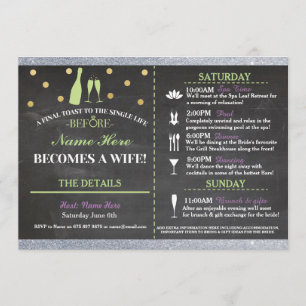 Invitation Fête de l'mariée Chalk Itinérary Bachelorette Invi