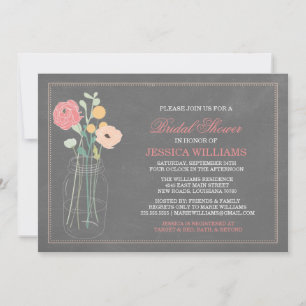 Invitation Fête de l'mariée chic de Shabby  Corail
