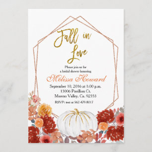 Invitation Fête de l'mariée d'amour pour un Citrouille blanc