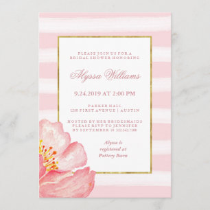 Invitation Fête de l'mariée d'aquarelle rose