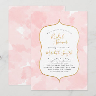 Invitation Fête de l'mariée d'aquarelle rose vif moderne