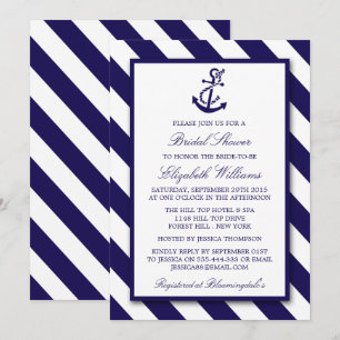 Invitation Fête de l'mariée de Ancres bleues de la marine