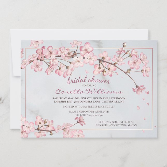 Invitation Fête de l'mariée de cadre Cherry Blossoms (Devant)