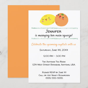 Invitation Fête de l'mariée de citron et d'orange de Kawaii