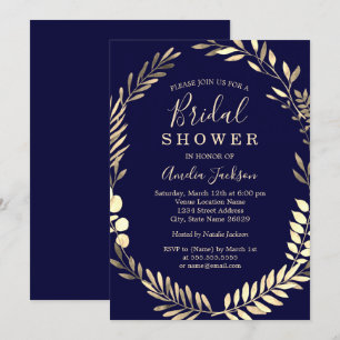 Invitation Fête de l'mariée de courroie d'aquarelle Gold de l