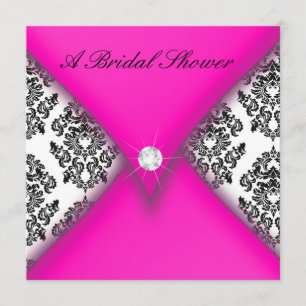 Invitation Fête de l'mariée de Damas rose et noir
