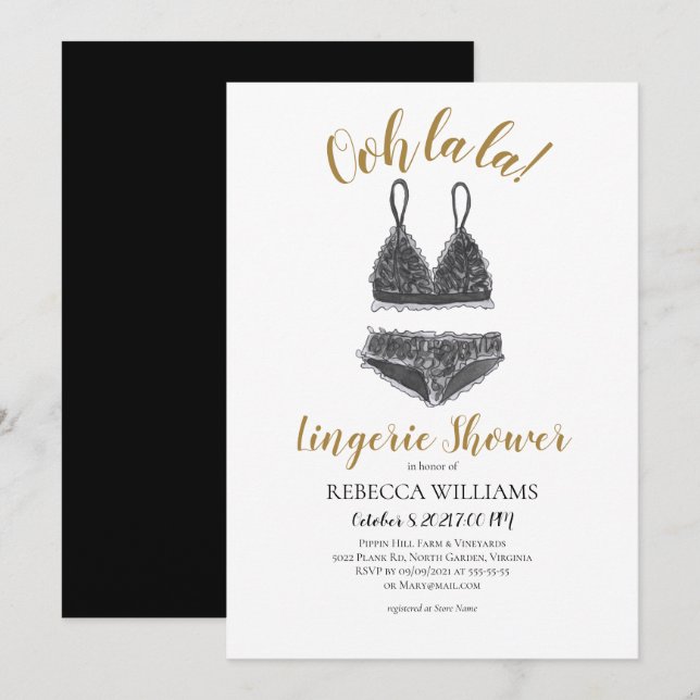 Invitation Fête de l'mariée de douche Lingerie couleur aquare (Devant / Derrière)