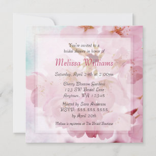 Invitation Fête de l'mariée de fleurs de cerisiers roses Vint