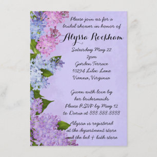 Invitation Fête de l'mariée de fleurs Lilac du jardin pourpre