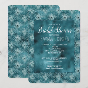 Invitation Fête de l'mariée de Glam Peacock Turquoise