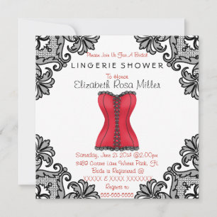 Invitation Fête de l'mariée de la lingerie rouge et noire