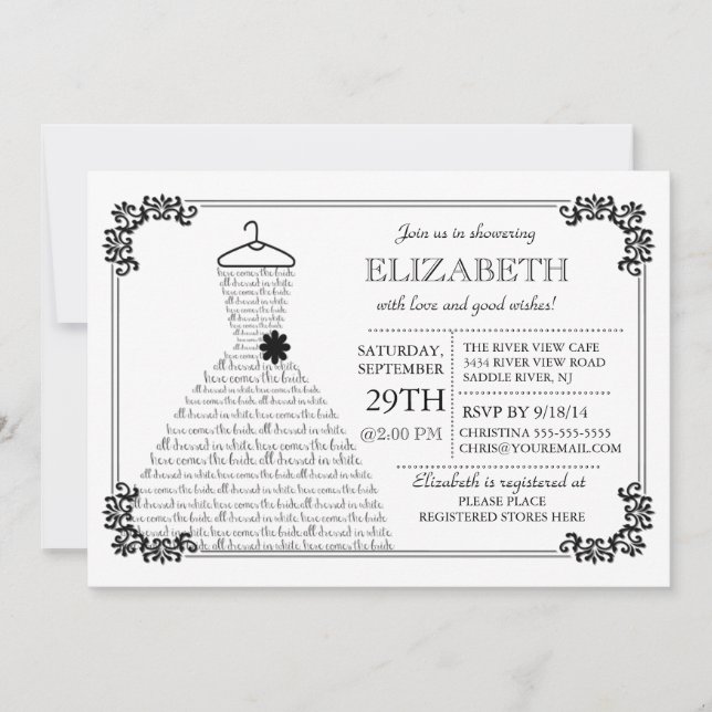 Invitation Fête de l'mariée de la robe Mariage de mariée mode (Devant)