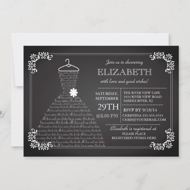 Invitation Fête de l'mariée de la robe Mariage moderne (Devant)