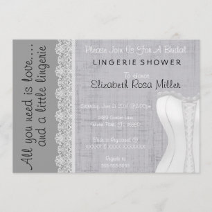 Invitation Fête de l'mariée de lingerie en dentelle blanche