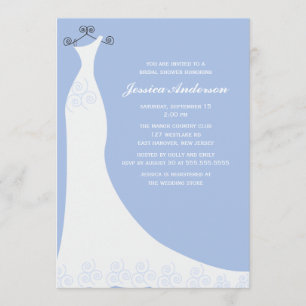 Invitation Fête de l'mariée de Mariage bleu clair
