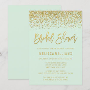 Invitation Fête de l'mariée de Parties scintillant d'or Mint 