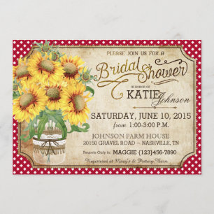 Invitation Fête de l'mariée de pique-nique En vichy Sunflower