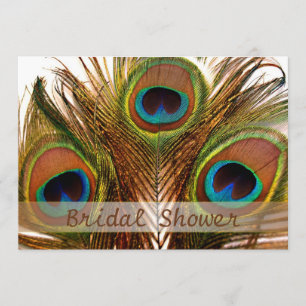 Invitation Fête de l'mariée de plumes de paon décorées et lum