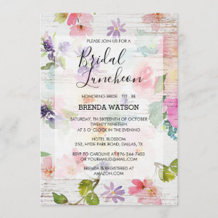 Invitation Fête de l'mariée de script Floral Watercolor