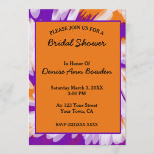 Invitation Fête de l'mariée de teinture de teint orange viole