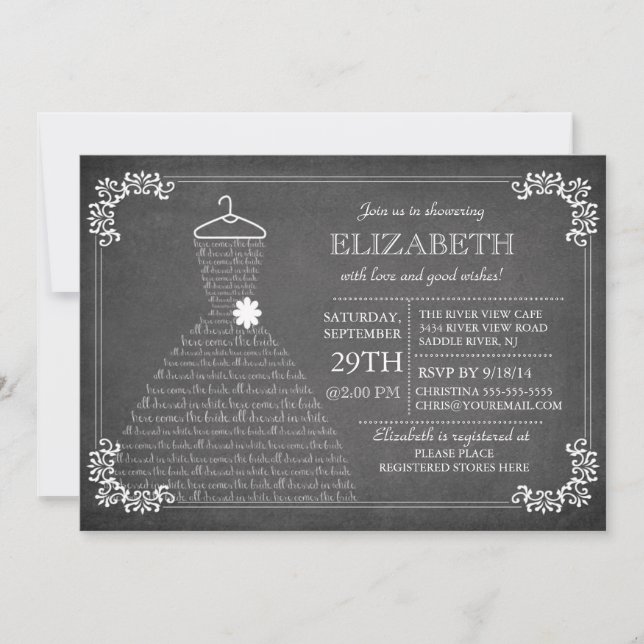 Invitation Fête de l'mariée de tenue vestimentaire moderne en (Devant)