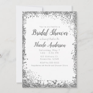 Invitation Fête de l'mariée de verre moderne White Silver Par