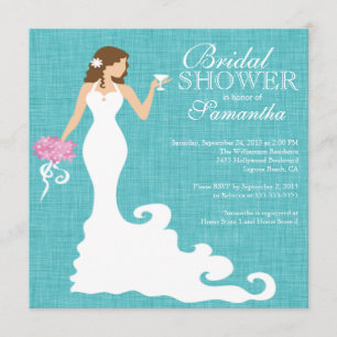 Invitation Fête de l'mariée de vin Turquoise Blue Bride
