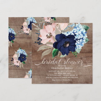 Invitation Fête de l'mariée des fleurs bleues et bleues de la