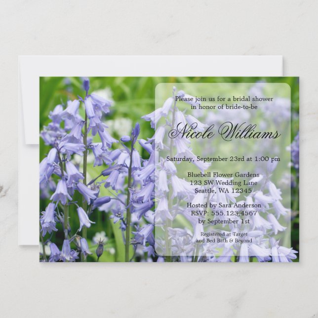 Invitation Fête de l'mariée des fleurs de Bluebell (Devant)