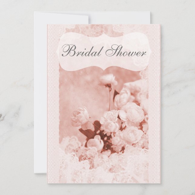 Invitation Fête de l'mariée des fleurs de pivoines roses Chic (Devant)