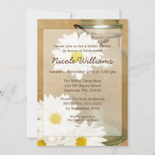 Invitation Fête de l'mariée des marguerites blanches de Mason