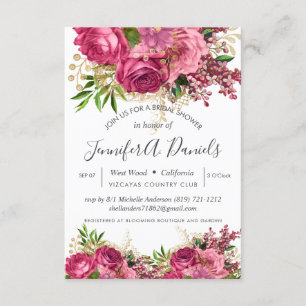 Invitation Fête de l'mariée des Roses à huile rose vierge