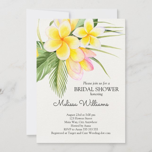 Invitation Fête de l'mariée d'été de Hawaii (Devant)