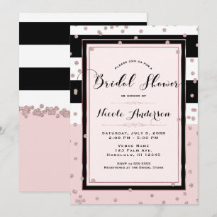 Invitation Fête de l'mariée d'or noir noir noir blanc rose