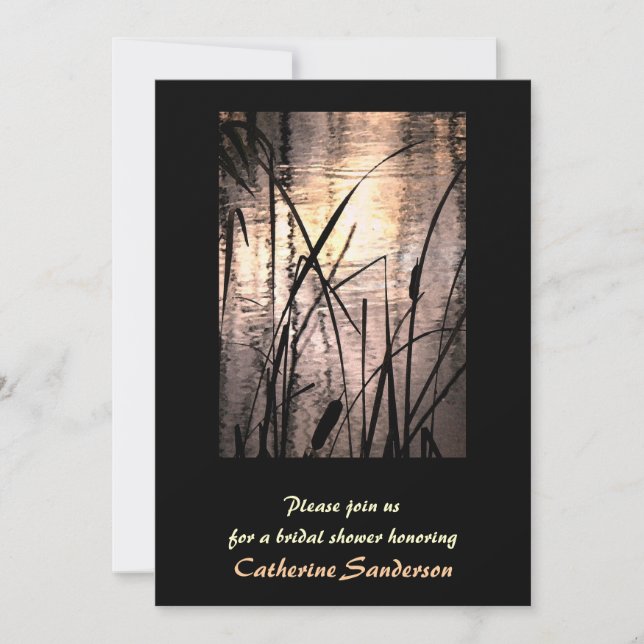 Invitation Fête de l'mariée du coucher de soleil (Devant)