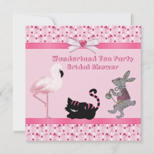 Invitation Fête de l'mariée du Tea Party de Pink Flamant rose