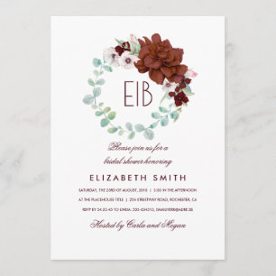 Invitation Fête de l'mariée élégante des fleurs de Bourgogne