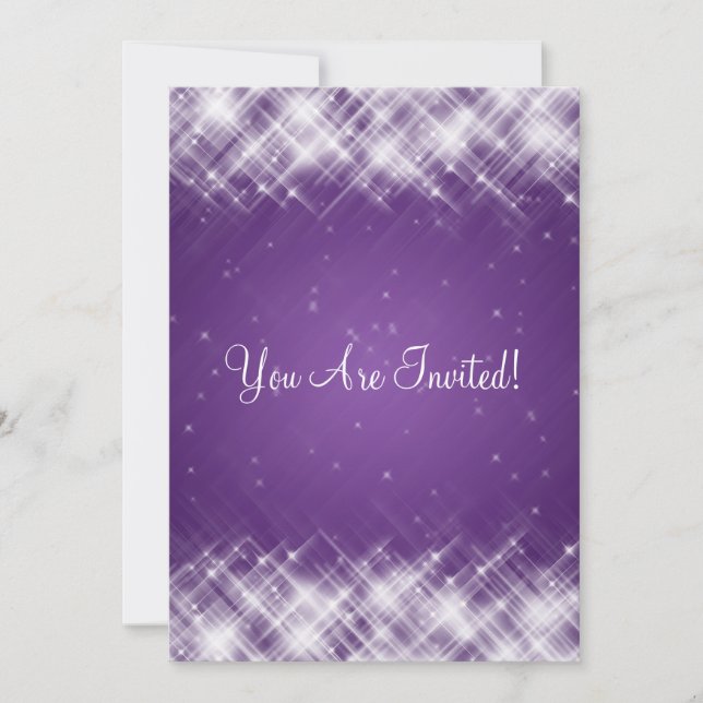 Invitation Fête de l'mariée Élégante Glamore Étincelle Purple (Devant)
