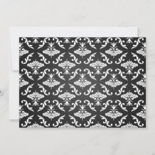 Invitation Fête de l'mariée élégante Vintage Damask Black