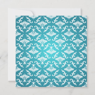 Invitation Fête de l'mariée élégante Vintage Damask Blue