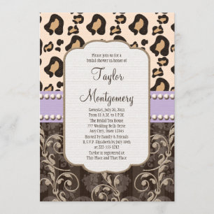 Invitation Fête de l'mariée Empreinte de léopard Lavender Pea